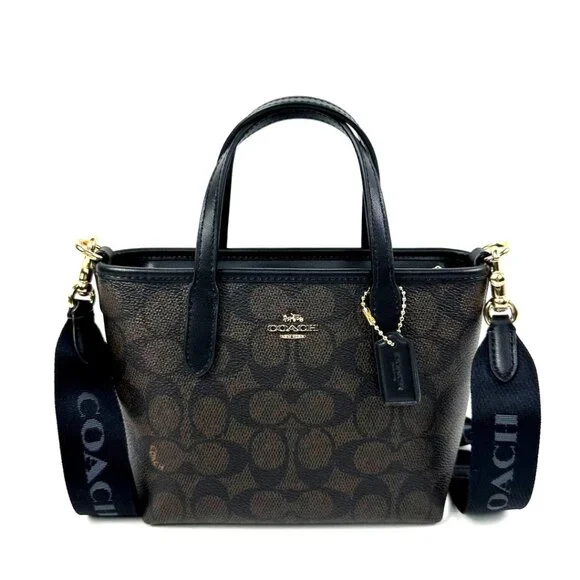 Coach Mini City Bag Black レザー 7105 COACH Mini Leather City Zip Tote Purse - Black - Womens Luxury